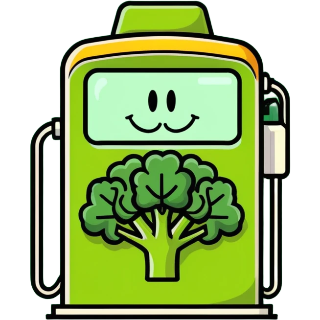 gas pump in the form of broccoli, cheerful style emoji