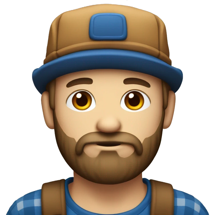 lumberjack with blue woolen hat, short dark beard. Light skin. emoji