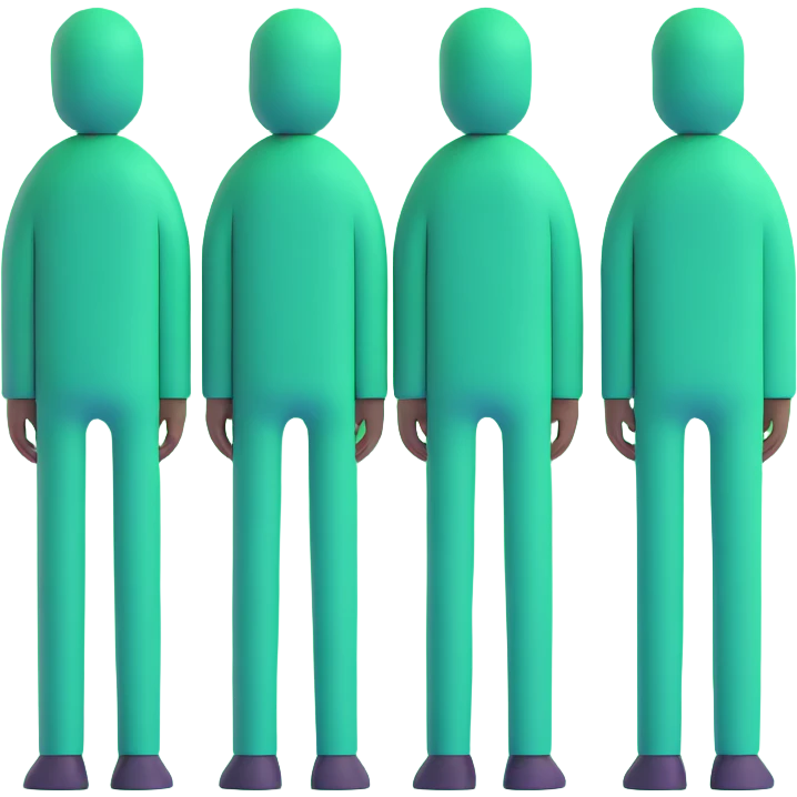 3 red faceless people standing next to each other emoji