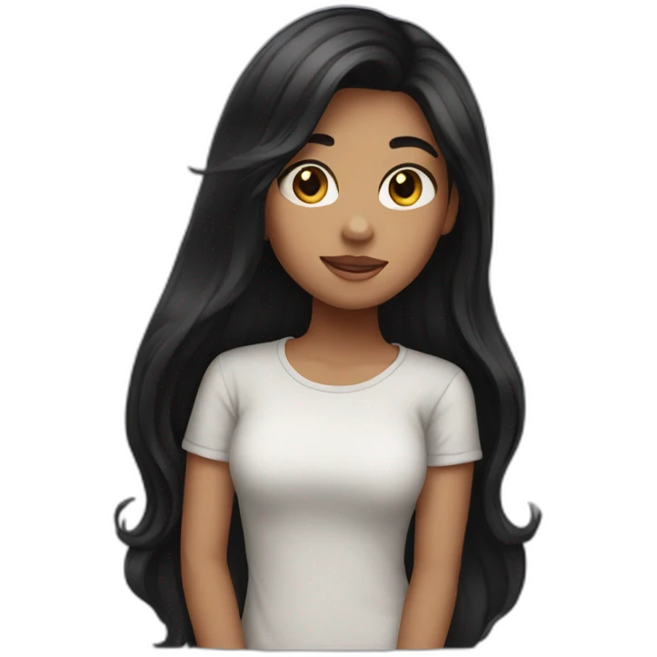 A girl whith black long hair emoji
