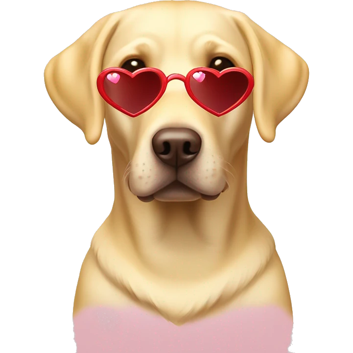 yellow labrador wearing heart sunglasses￼ emoji