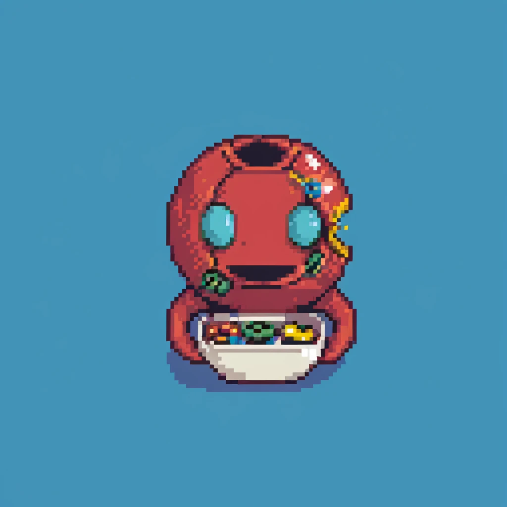 Pac-Man character eating dots in 8-bit arcade style emoji