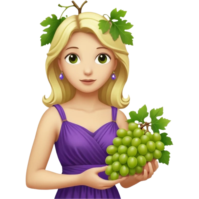 purple dress ancient greek blonde woman  with grape emoji