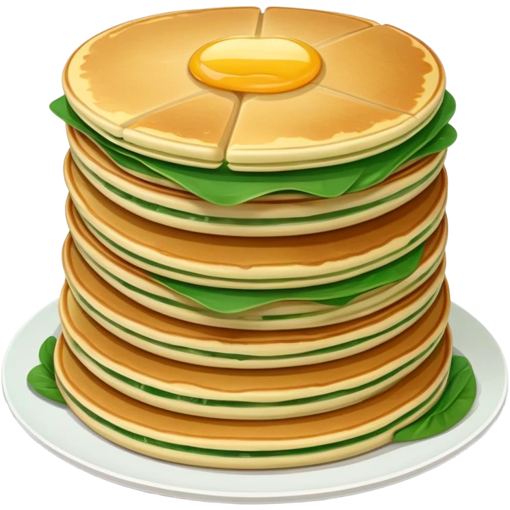 Shanghai Cong You Bing scallion pancake with visible layers, simplified emoji style with bold outlines and bright colors, cartoon style fried breakfast snack emoji