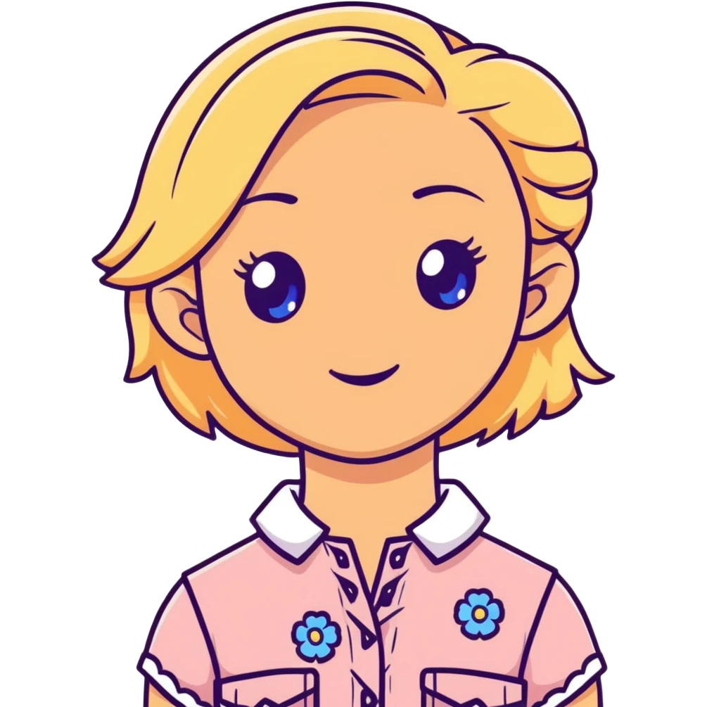 preppy coastal teen girl with blue eyes, beach blonde hair, tan skin, small flowers in her ear, preppy beach outfit emoji