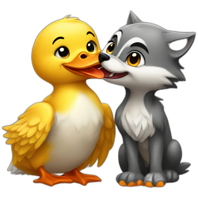 Duck kiss a wolf emoji