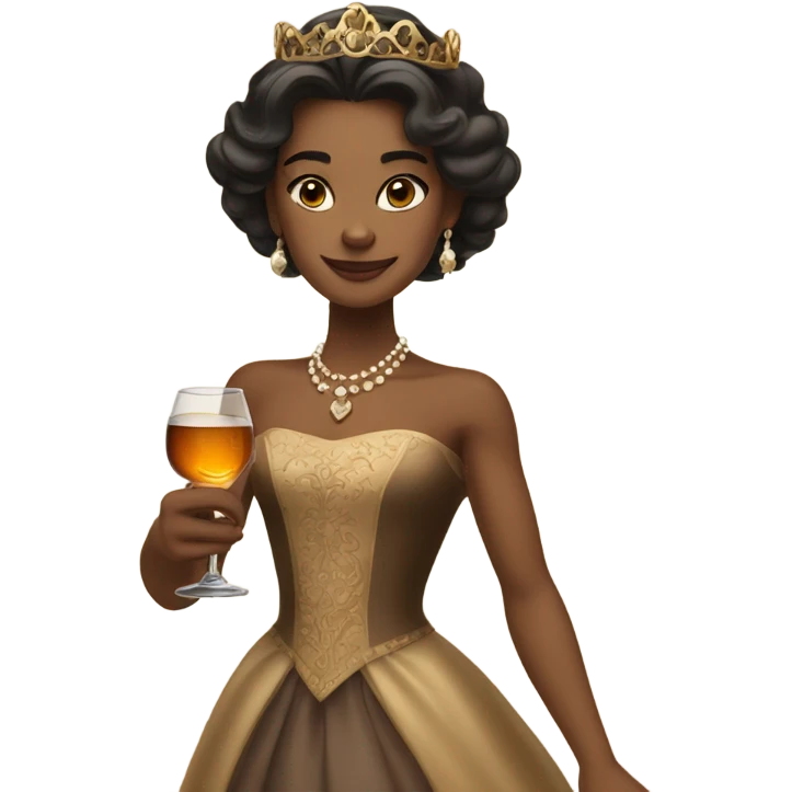 tan princess drinking a glass of whiskey  emoji
