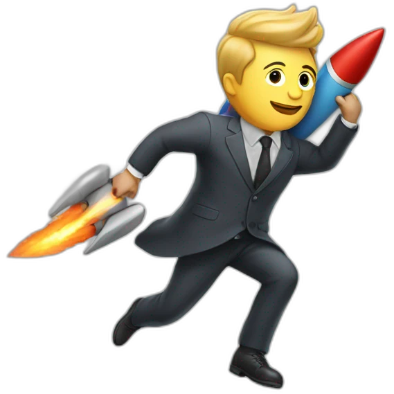 suit man flying rocket emoji