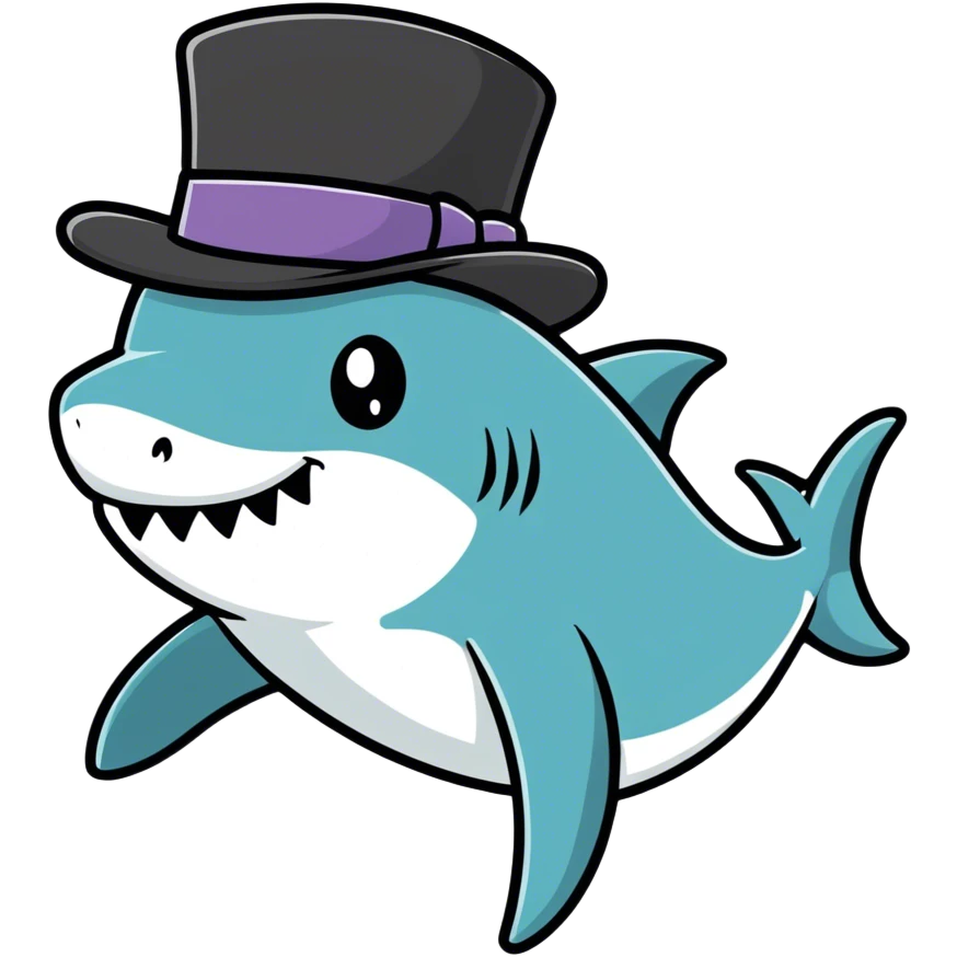Shark with a top hat emoji