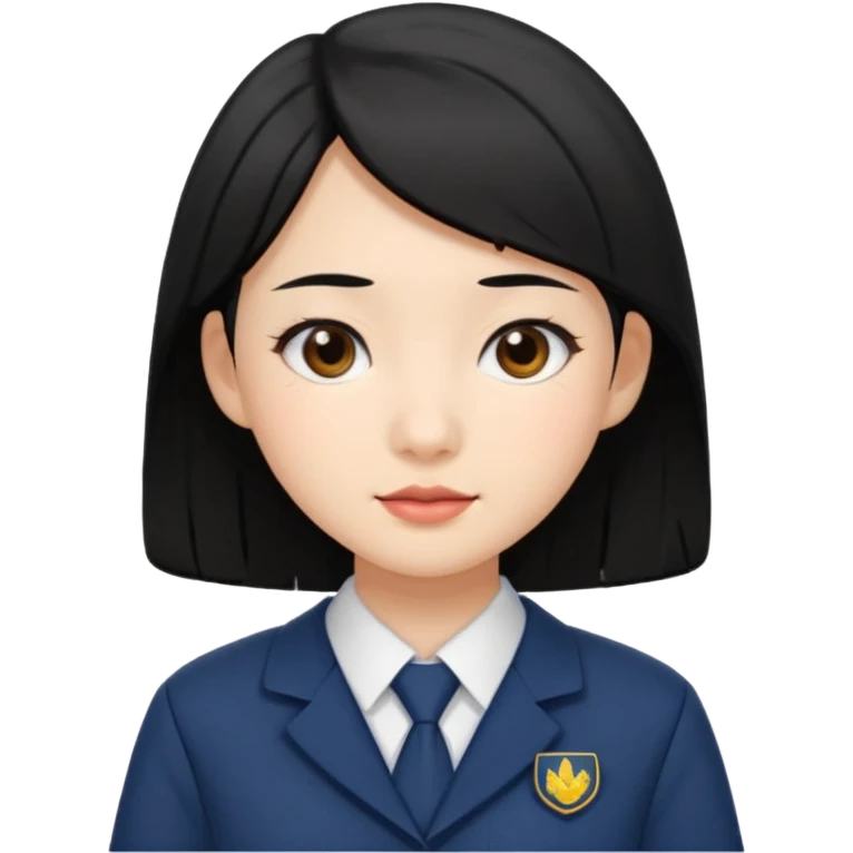 교복입은 검정 머리 동양인 단정한 여자 emoji