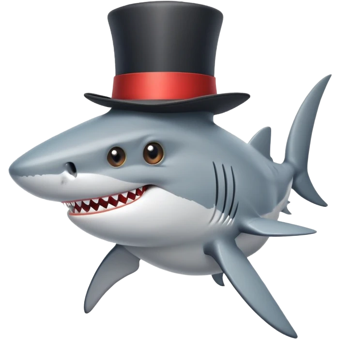 shark wearing a top hat emoji