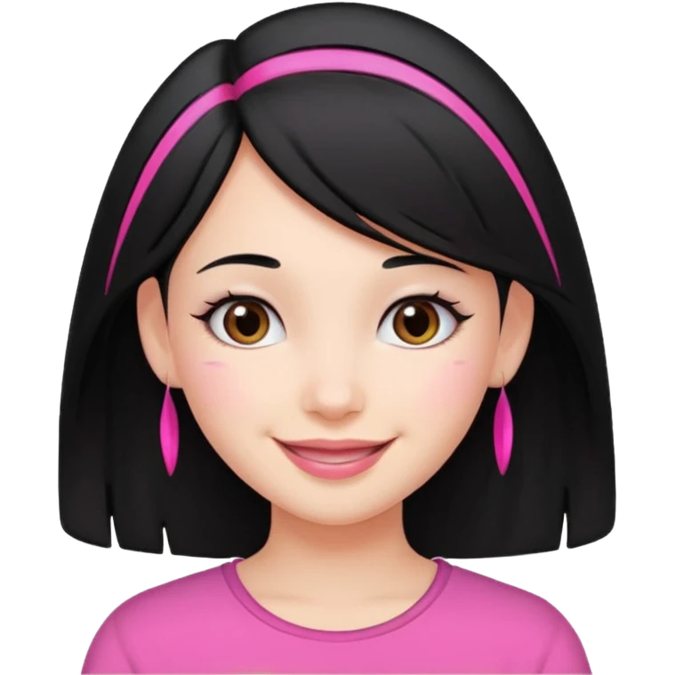 girl with black hair and pink streak by ear emoji