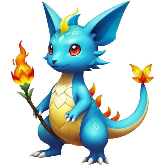 Elemental magical colorful exotic animesque Pokémon-Fakémon-animal-creature, (full body) emoji