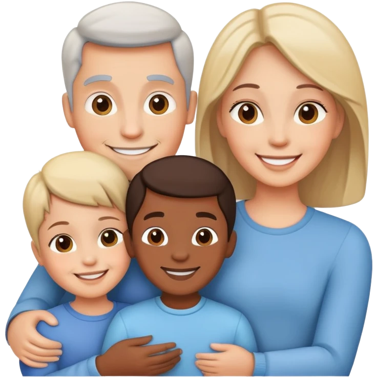 happy family with parents and two children smiling together emoji