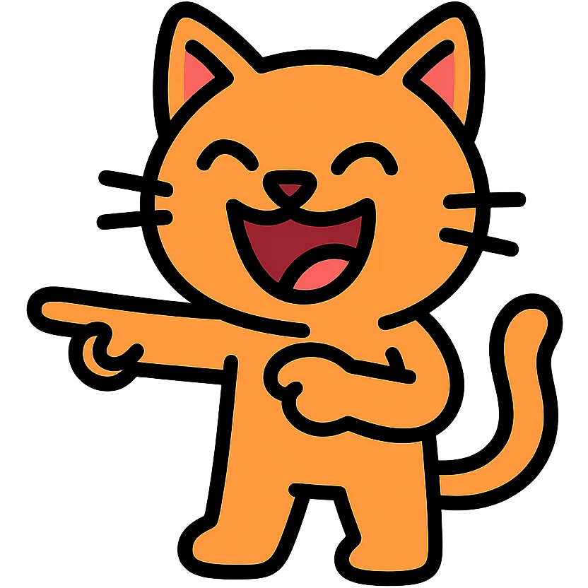 cat pointing and laughing icon emoji