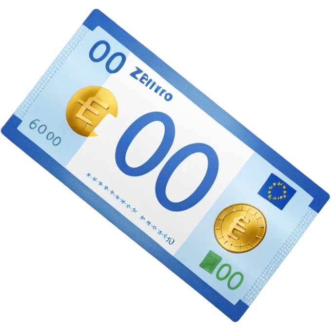 zero euro bill with '0€' emoji