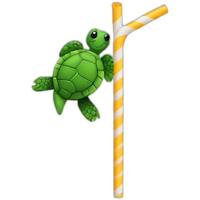Plastic straw and turtle kissing emoji