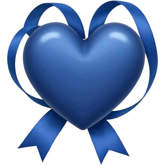 Navy blue colour heart and navy blue colour ribbon emoji