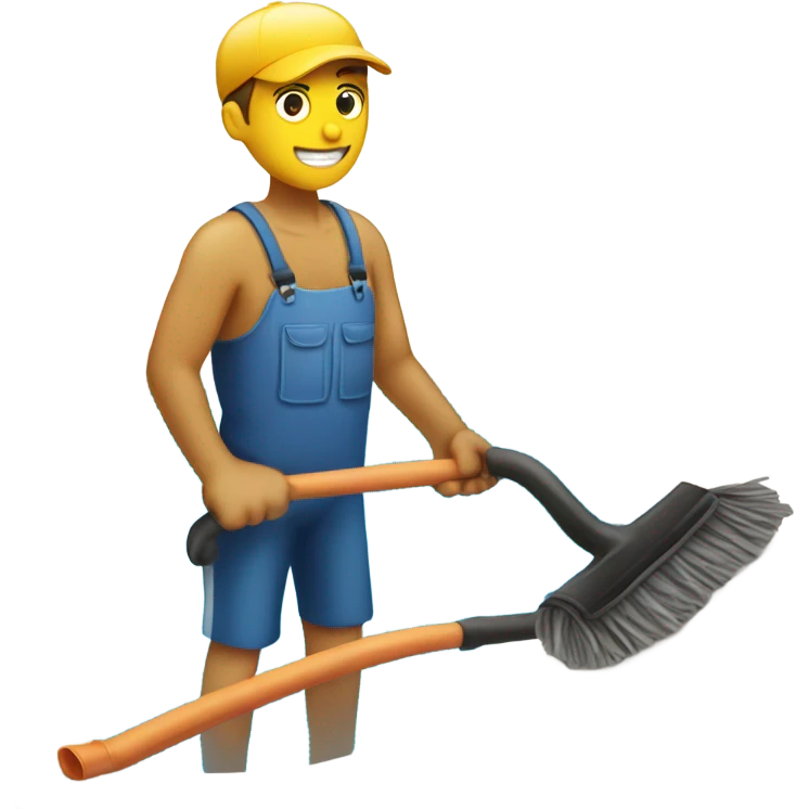 Pool boy cleaning a dirty pool emoji