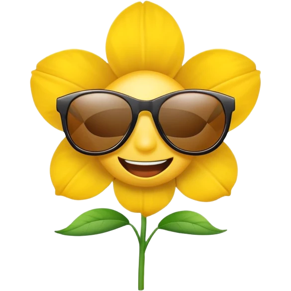 a flower with sunglasses and a playful grin emoji