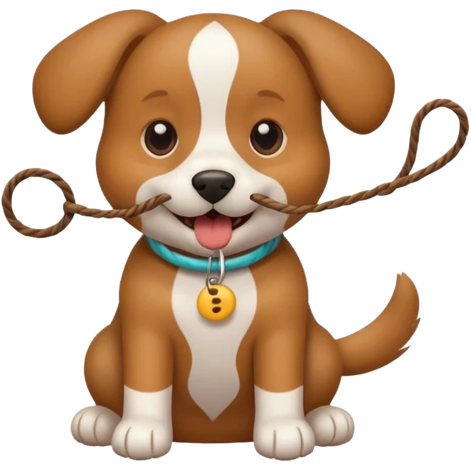 dog playing with a string toy emoji