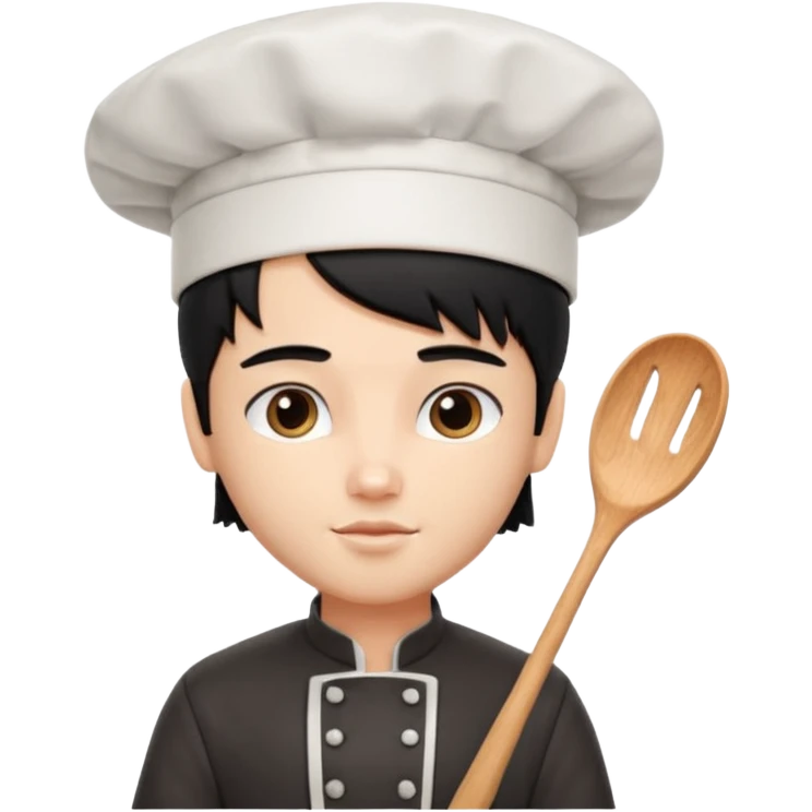 a pretty male bratz chef, black hair. fair emoji