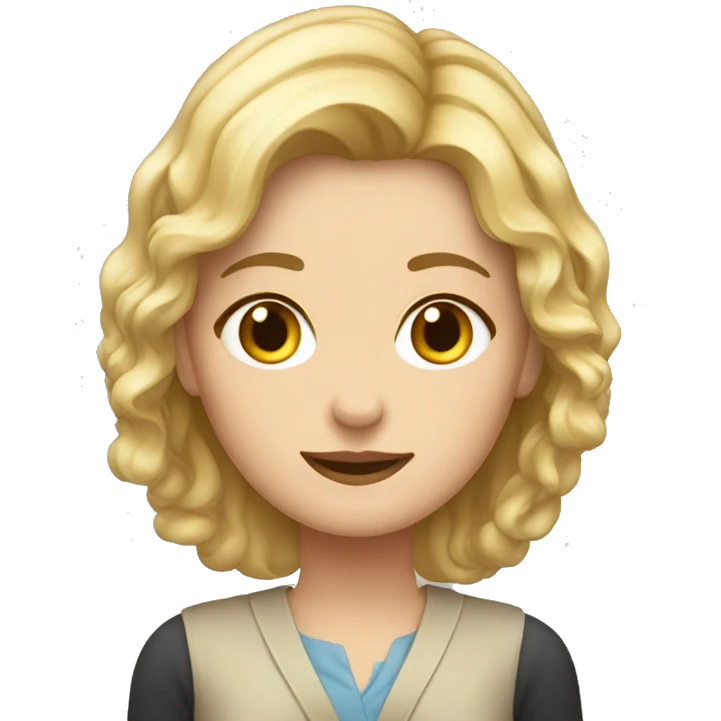 PROFESORA RUBIA DE PELO CORTO Y RIZAO emoji