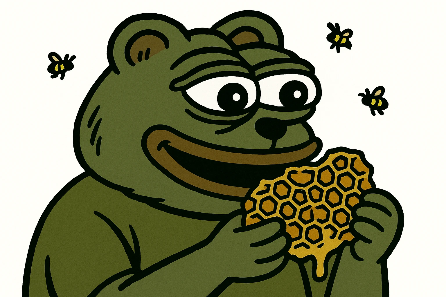 bear eating honeycomb with bees flying around emoji