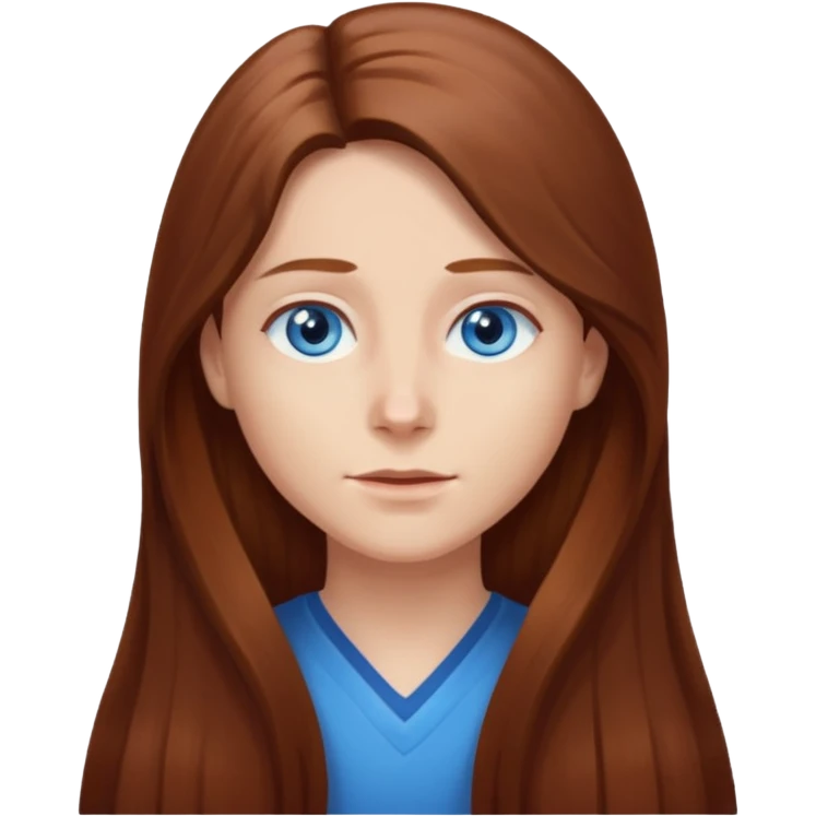 long hair chestnut color blue eyes emoji