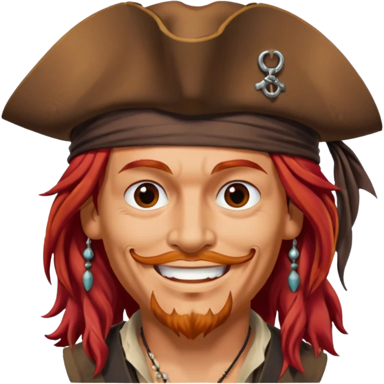 smiling Jack Sparrow, red hair emoji