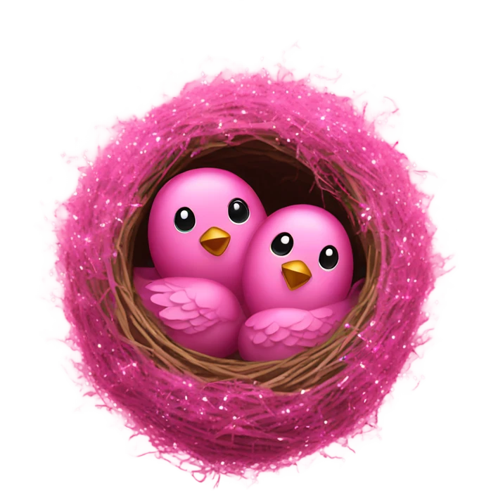 Pink birds nest with glitter emoji