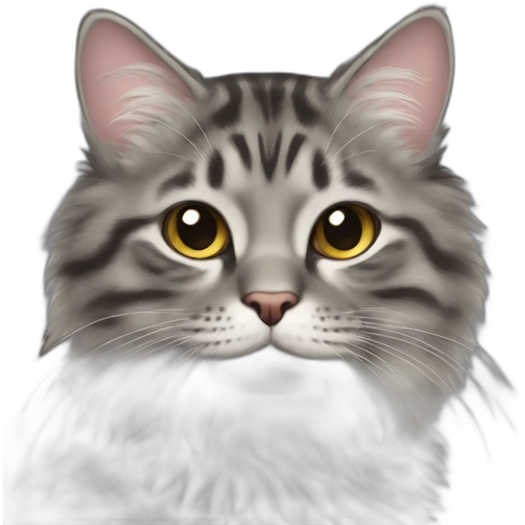 fluffy grey patched tabby coated cat emoji