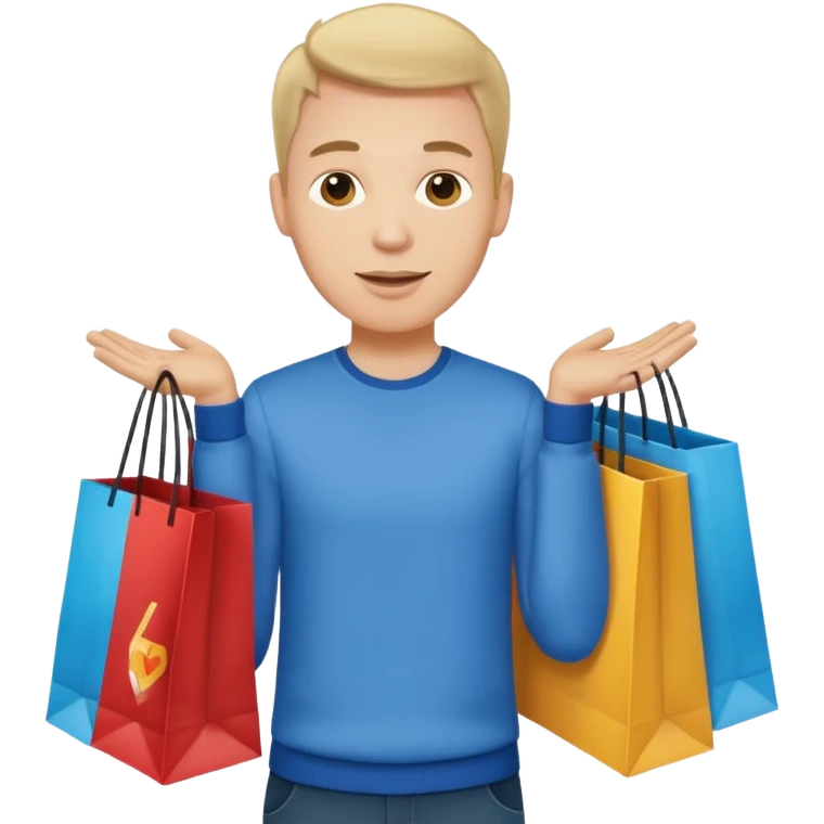 a white guy with branded bags emoji
