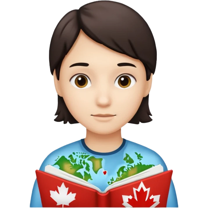 A person studying with a map of Canada in the background emoji