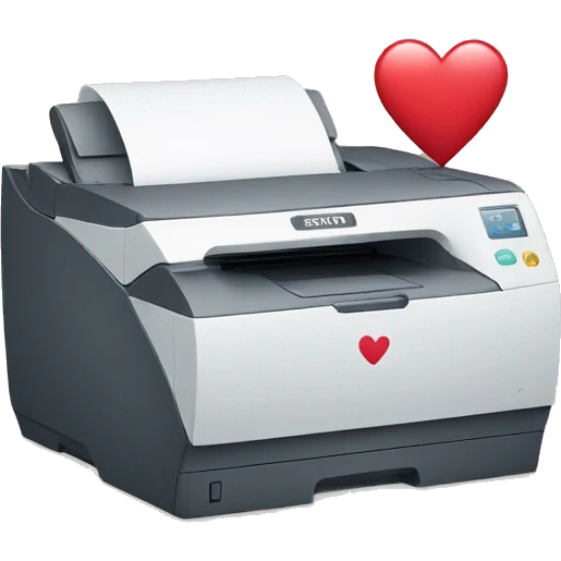 printer with a heart on top emoji