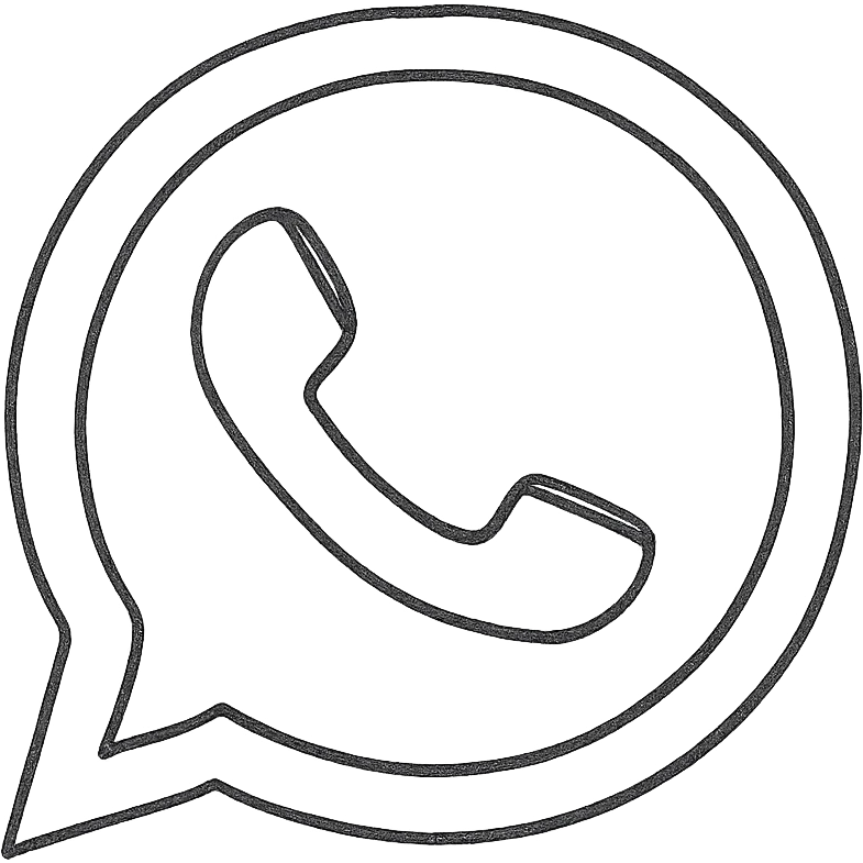 WhatsApp logo simple black and white hand-drawn style emoji