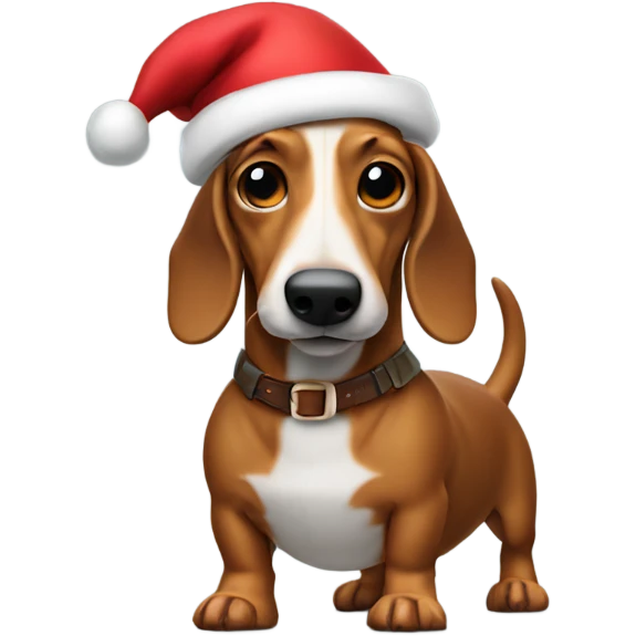 Wiener dog in a Santa hat loaded with guns emoji