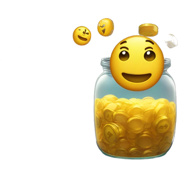 Anthropomorphic glass jar sitting by slot machine  emoji