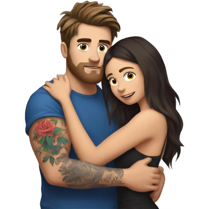 mr beast with tattoos hugging brunette girl emoji