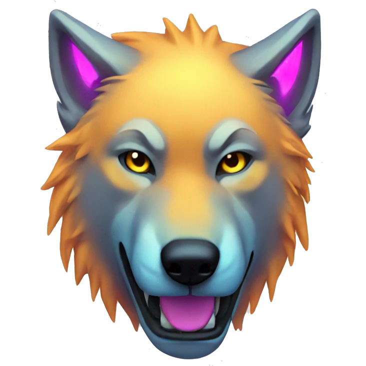 neon cyber wolf emoji