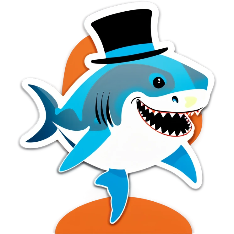 Shark with a top hat emoji
