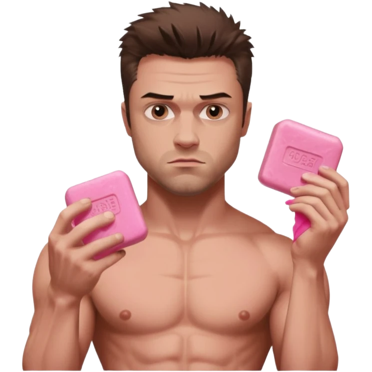 Tyler Durden, holding pink soap like the fight club poster emoji