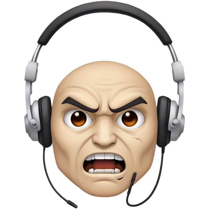 Gamer rage face with broken headset emoji