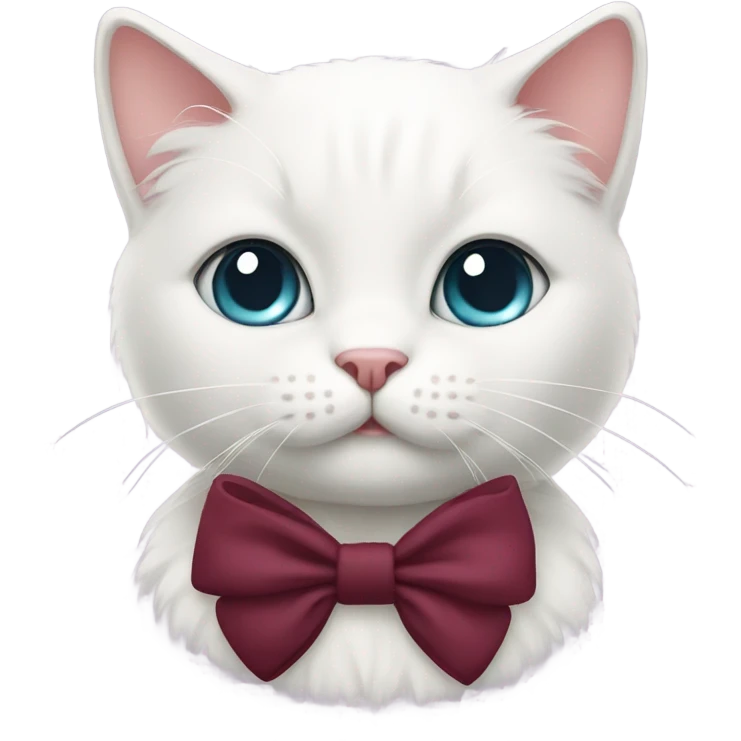Cute white cat with burgundy bow miloo emoji