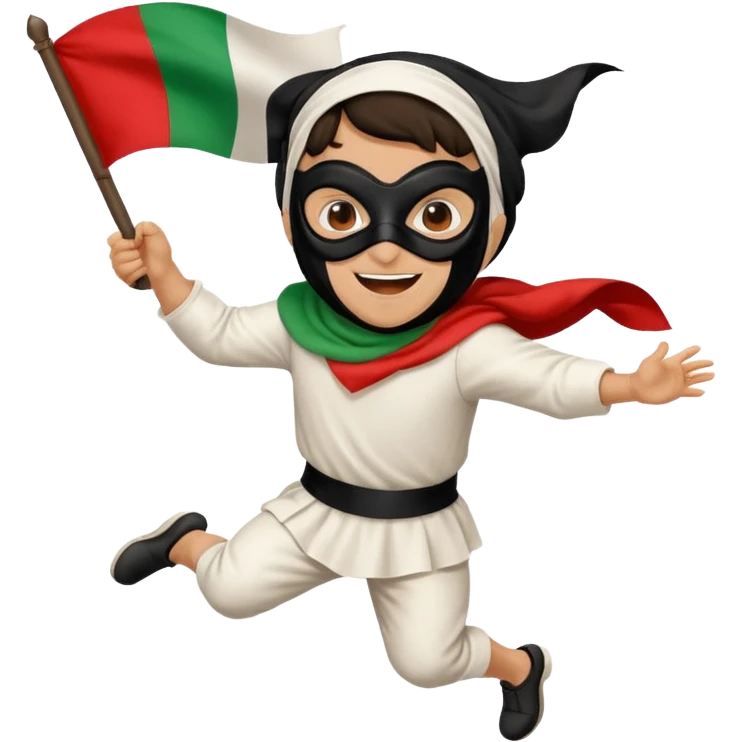 pulcinella con bandiera italiana che corre emoji