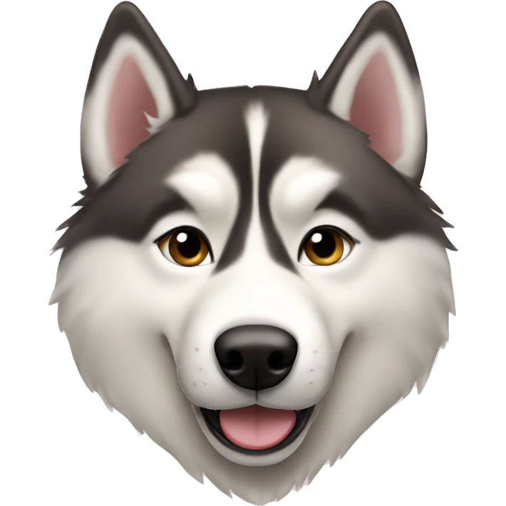 Playful siberian husky with tan fur and a light pink nose emoji