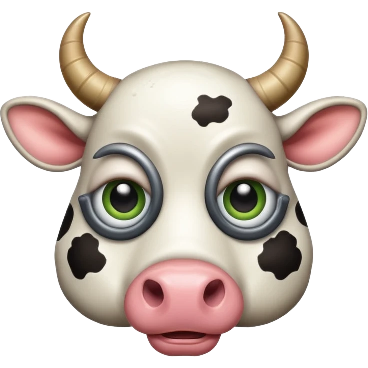 Alien cow with 4 eyes and a bunch of horns emoji