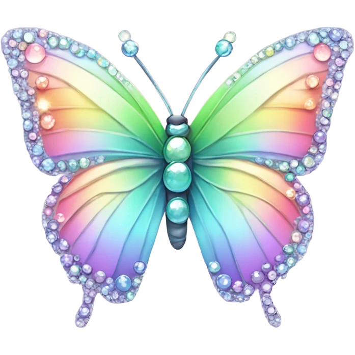 Kawaii pastel rainbow bedazzled butterfly emoji