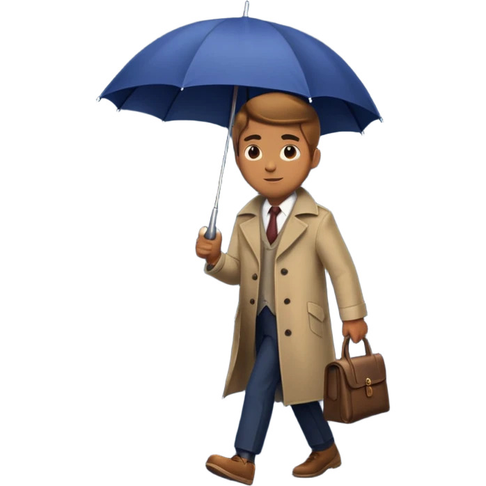 Man with umbrella + streetlight reflection, Midnight Wanderer. emoji