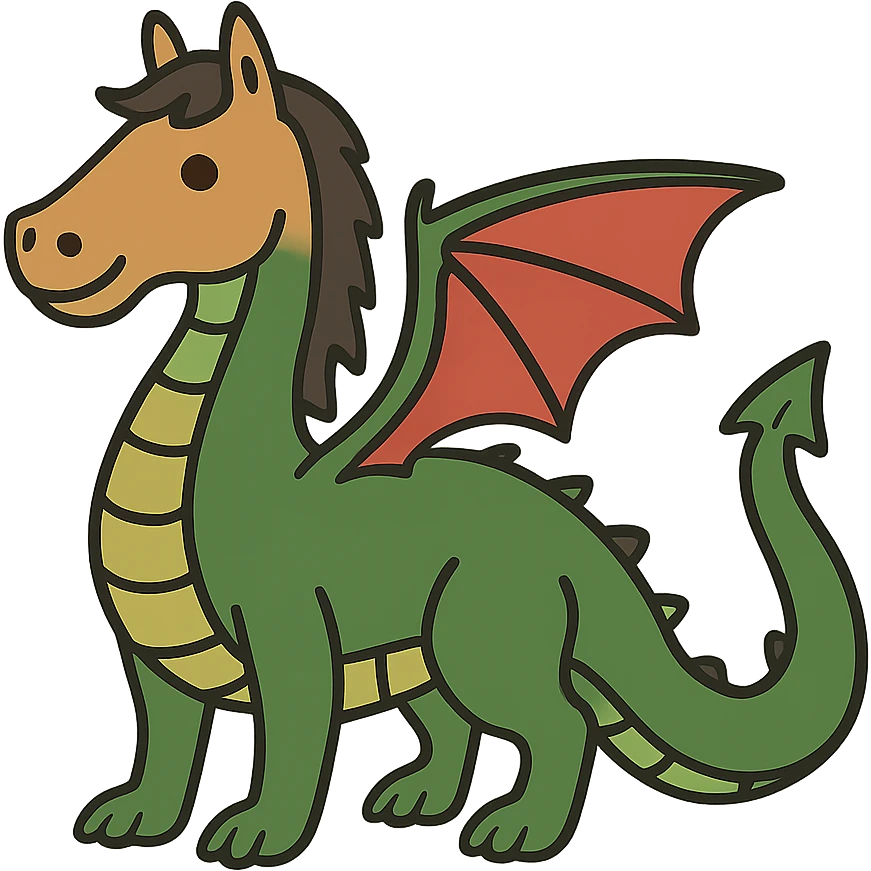 flat toon style dragon with a horse's head emoji